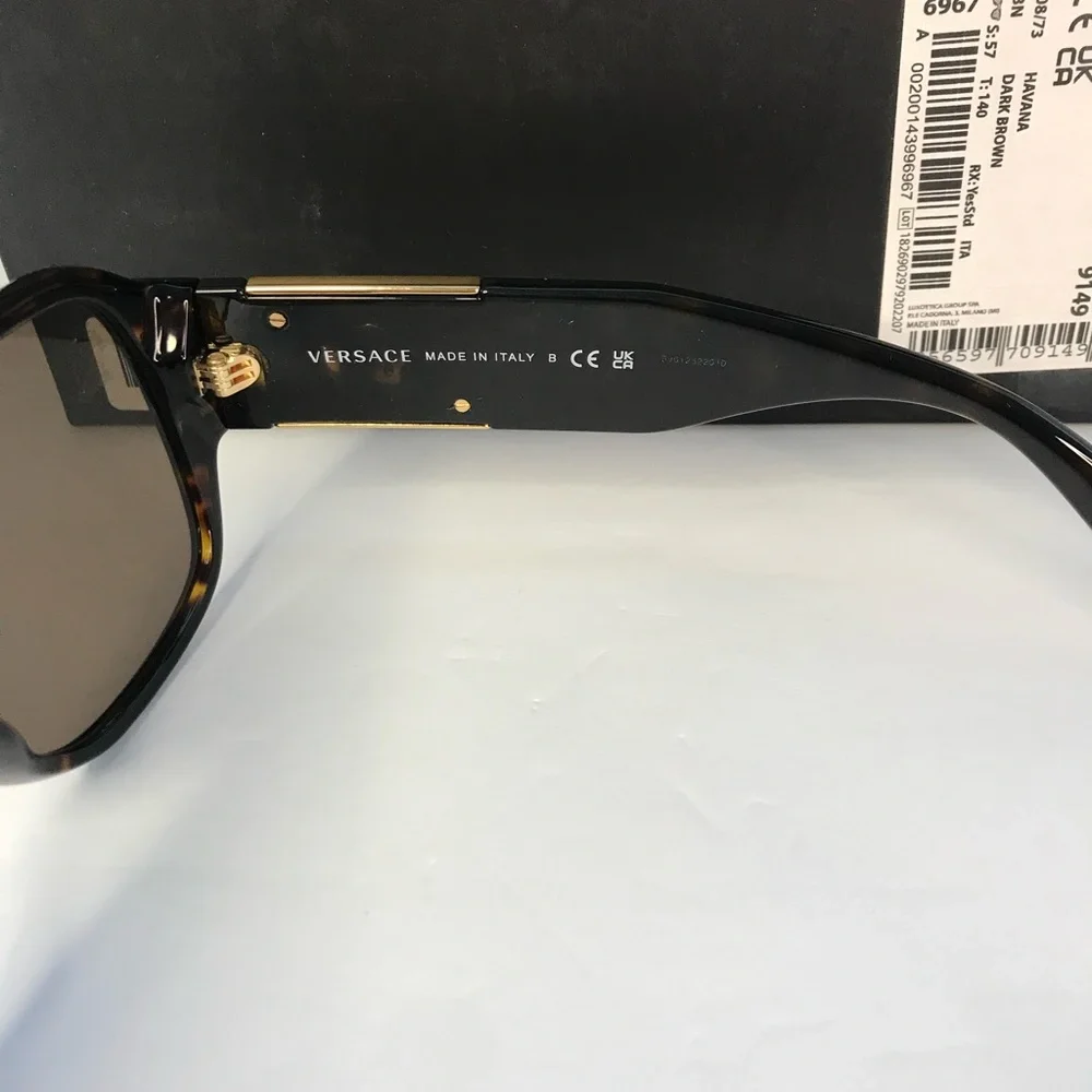 💯 - New Authentic Versace VE4436U Havana Dark Brown Sunglasses